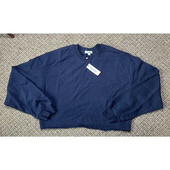 Garage Pullover Chopped Crew Sweater Women’s XXS/XS Soft Terry Blue NWT - Picture 1 of 10